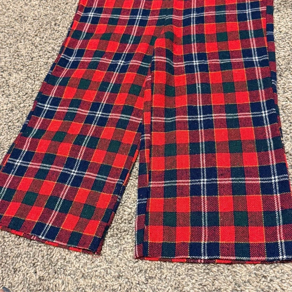 Vintage 80's plaid wool romper toddler overalls